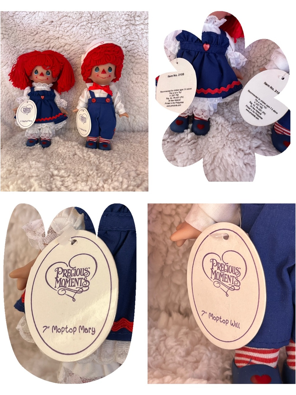 🔥COLLECTORS🔥 Precious Moments Red-Haired Moptop Mary & Will in Navy Outfits